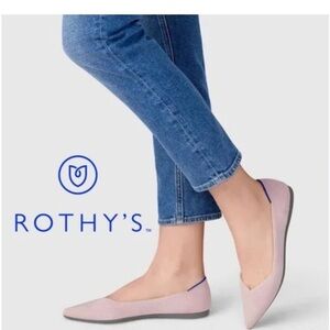ROTHY'S The Point Washable Knit Daily Flats 9 Pink Petal EUC!
